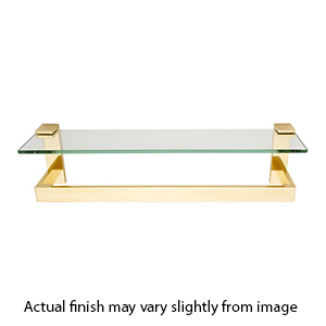 A6427-18 PB/NL - Linear - 18" Glass Shelf w/ Towel Bar - Unlacquered Brass
