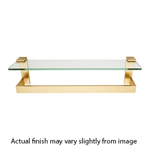 A6427-18 SB - Linear - 18" Glass Shelf w/ Towel Bar - Satin Brass