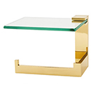 A6465L PB/NL - Linear - Left Hand Tissue Holder w/ Glass Shelf - Unlacquered Brass
