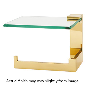 A6465L PB - Linear - Left Hand Tissue Holder w/ Glass Shelf - Polished Brass