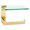 A6465R PB/NL - Linear - Right Hand Tissue Holder w/ Glass Shelf - Unlacquered Brass