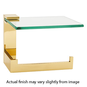 A6465R PB - Linear - Right Hand Tissue Holder w/ Glass Shelf - Polished Brass