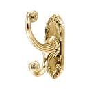 A8599 PB/NL - Ribbon & Reed - Double Robe Hook - Unlacquered Brass