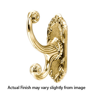 A8599 PB/NL - Ribbon & Reed - Double Robe Hook - Unlacquered Brass