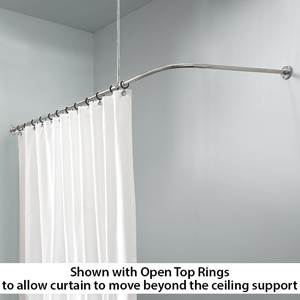 30" x 48" - Corner Shower Rod - Decorative Flange