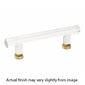 86724 US3 - Glass Crystal - 4"cc Cabinet Bar Pull - Polished Brass