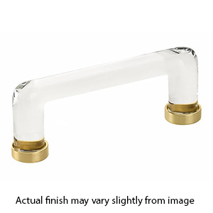 86725 US3 - Glass Crystal - 4"cc Cabinet Pull - Polished Brass