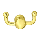2609 - Traditional Brass - Double Hook - Oval Rosette - Unlacquered Brass