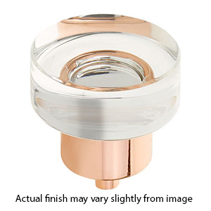 56 - City Lights - 1-3/8" Round Disc Glass Knob - Polished Rose Gold