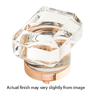 52 - City Lights - 1.75" Rectangular Glass Knob - Polished Rose Gold