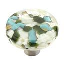 31-GBP - Ice Glass - 1.5" Round Knob - Green/Blue Pebbles