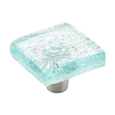 34-PAQ - Ice Glass - 1.5" Square Knob - Aqua Pearl