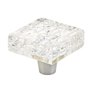 34-PCL - Ice Glass - 1.5" Square Knob - Clear Pearl