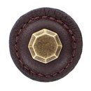 Archimedes - 1.25" Brown Leather Octagon Knob - Antique Brass