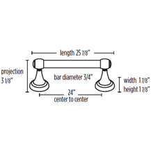 A7320-24 SB - Acrylic Royale - 24" Towel Bar - Satin Brass