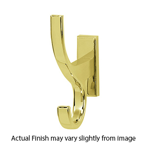 A7599 PB/NL - Arch - Double Robe Hook - Unlacquered Brass