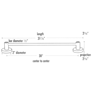 C8320-30 SB - Crystal Contemporary I - 30" Towel Bar - Satin Brass