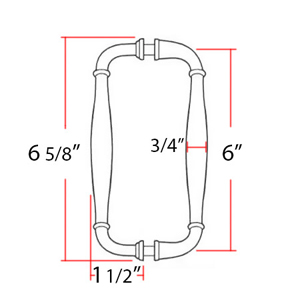 G726-6 - Charlie's - 6" Back-to-Back Shower Door Pull - Matte Black