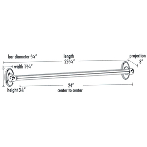 A8020-24 PB/NL - Classic Traditional - 24" Towel Bar - Unlacquered Brass