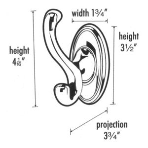 A8099 PB/NL - Classic Traditional - Double Robe Hook - Unlacquered Brass