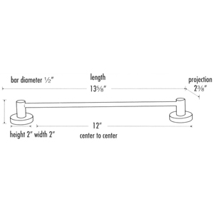 A8320-12 PB/NL - Contemporary I - 12" Towel Bar - Unlacquered Brass