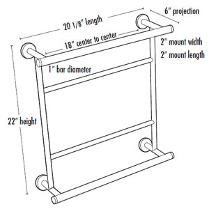 A8328-18 PN - Contemporary I - 18" Hospitality Towel Rack - Polished Nickel