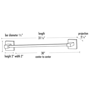 A8420-30 PB/NL - Contemporary II - 30" Towel Bar - Unlacquered Brass