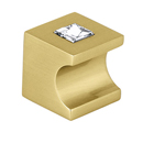C853-1 SB - Contemporary Crystal II - 1" Square Knob - Satin Brass