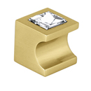 C853-34 SB - Contemporary Crystal II - 3/4" Square Knob - Satin Brass