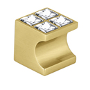 C854-1 SB - Contemporary Crystal II - Cluster Square Knob - Satin Brass
