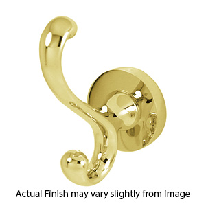 A8399 PB/NL - Contemporary I - Double Robe Hook - Unlacquered Brass