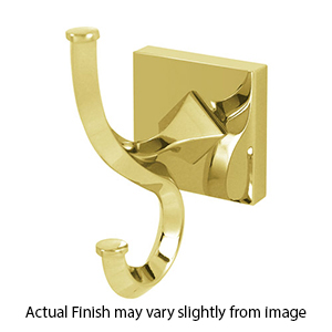 A8499 PB/NL - Contemporary II - Double Robe Hook - Unlacquered Brass