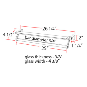 A6527-25 - Cube - 25" Glass Shelf w/Towel Bar
