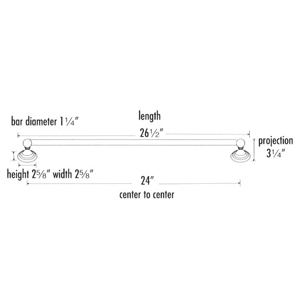 A9023-24 PB/NL - Embassy - 24" x 1 1/4" Grab Bar - Unlacquered Brass
