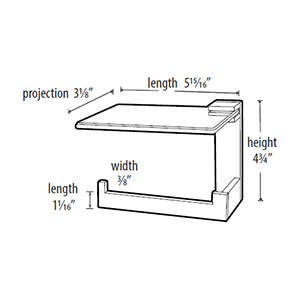 A6465L PB/NL - Linear - Left Hand Tissue Holder w/ Glass Shelf - Unlacquered Brass