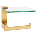 A6465R SB - Linear - Right Hand Tissue Holder w/ Glass Shelf - Satin Brass