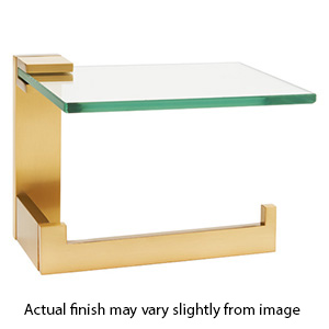 A6465R SB - Linear - Right Hand Tissue Holder w/ Glass Shelf - Satin Brass