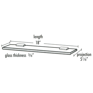 A7450-18 PB/NL - Manhattan - 18" Glass Shelf - Unlacquered Brass