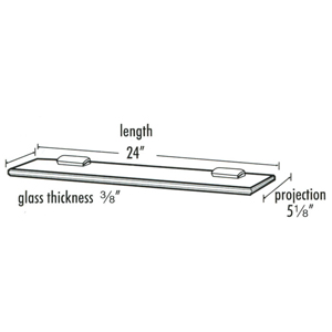 A7450-24 PN - Manhattan - 24" Glass Shelf - Polished Nickel