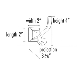 A7499 PB/NL - Manhattan - Double Robe Hook - Unlacquered Brass