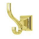 A7499 PB/NL - Manhattan - Double Robe Hook - Unlacquered Brass