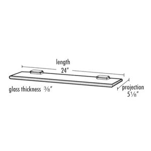 A7750-24 PB/NL - Nicole - 24" Glass Shelf - Unlacquered Brass