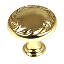 A3650-14 PB/NL - Ornate Collection - 1.25" Cabinet Knob - Unlacquered Brass