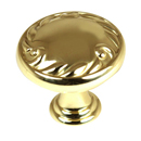 A3650-14 PB - Ornate Collection - 1.25" Cabinet Knob - Polished Brass