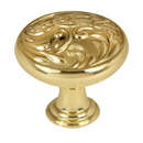 A3651-14 PB/NL - Ornate Collection - 1.25" Cabinet Knob - Unlacquered Brass