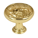 A3651-14 PB - Ornate Collection - 1.25" Cabinet Knob - Polished Brass