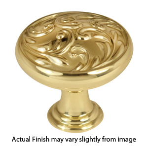 A3651-38 PB/NL - Ornate Collection - 1.5" Cabinet Knob - Unlacquered Brass