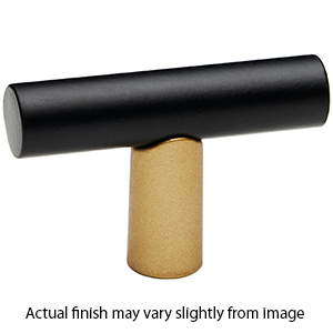 A2802 CHP/MB - Vita Bella - 1.75" Cabinet T-Knob w/ Smooth Bar - Champagne/ Matte Black