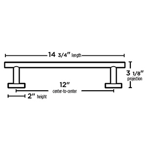 A9320-12 MN - Vita Bella - 12" Towel Bar w/ Smooth Bar - Matte Nickel