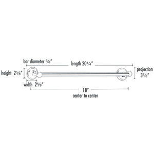 A9220-18 PB/NL - Yale - 18" Towel Bar - Unlacquered Brass